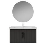 Creavit D20 Kapaklı Lavabo Dolabı Yuvarlak Ayna Takımı Antrasit Lake 100 Cm