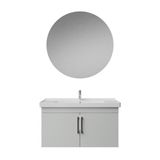Creavit D20 Kapaklı Lavabo Dolabı Yuvarlak Ayna Takımı Beyaz 100 Cm