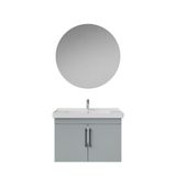 Creavit D20 Kapaklı Lavabo Dolabı Yuvarlak Ayna Takımı Gri 80 Cm