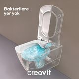 Creavit Elegant Beyaz Kanalsız Asma Klozet Eg321, Creavit Elegant Yavaş Kapak