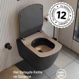 Creavit Elegant Mat Antrasit Kanalsız Asma Klozet Eg321, Creavit Elegant Duroplast Yavaş Kapak