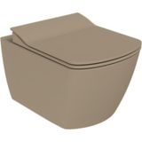 Creavit Elegant Mat Cappucino Kanalsız Asma Klozet EG321, Creavit Elegant Duroplast Yavaş Kapak - Kahverengi