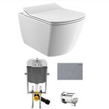 Creavit Elegant Rim-Off Asma Klozet + Yavaş Kapanır Kapak + Creavit Gömme Rezervuar Set - Beyaz