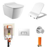 Creavit Elegant Rim-Off Asma Klozet + Yavaş Kapanır Kapak + Vitra Gömme Rezervuar Set - Beyaz
