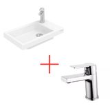 Creavit Elmas Tezgah Üstü Lavabo 30X50 cm Beyaz ve Luna Lavabo Bataryası (TP026+LN1500)