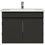 Creavit Flexio 65 cm Kapaklı Katlanabilir Lavabo Dolabı 270 Derece Antrasit Set