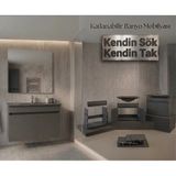 Creavit Flexio 80 Cm Katlanabilir Banyo Dolabı Antrasit Set