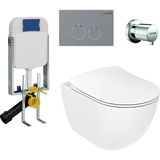 Creavit Free Kanallı Asma Klozet Thermoplast Yavaş Kapak FE320,Creavit Terra Gömme Rezervuar Set - Beyaz