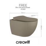 Creavit Free Kanalsız Mat Cappuccino Asma Klozet Fe322, Creavit Free Duck Duroplast Yavaş Kapak