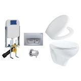 Creavit Gömme Rezervuar GR5001 + Mat Buton + AC50L Stop Valf + Creavit Perla Asma Klozet TP320 +Creavit Duroplast Yavaş Kapanan Klozet Kapağı KC4020 Eski Kodu (KC0703.01)
