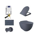 Creavit GR5001- FE320 5 Parça Gri Basalt Mat Asma Klozet Gömme Rezervuar Seti