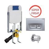 Creavit GR5001 Gömme Rezervuar + GP8002 Mat Buton + AC50L Stop Valf 3'lü