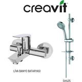 Creavit Liva Banyo Bataryası LV2500 ve Sürgülü El Duş Seti SH425 Krom Pirinç Malzeme ile Şık Tasarım - 1