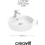Creavit Loop Oval Beyaz Delikli Lavabo 45 Cm LP146