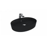 Creavit Loop Oval İnce Mat Siyah Batarya Delikli 60 cm LP161-00SM00E-0000 Masaüstü Setüstü Çanak Lavabo