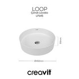Creavit Loop Yuvarlak Deliksiz Çanak Lavabo 45 Cm Beyaz