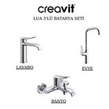 Creavit Lua Krom Lavabo-banyo-eviye Bataryası 3'lü Set Lu1500-lu2500-lu8500 Gri