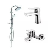 Creavit Luna Banyo Batarya Seti ve Yağmurlama Tepe Duş Seti (Oval) - Krom