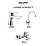 Creavit Luna Krom Lavabo-banyo-eviye Bataryası 3'lü Set Ln1500-ln2500-ln8500 Gri
