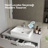 Creavit Next Kare Beyaz Delikli Lavabo 60x50 Cm NX260 - 60 cm