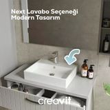 Creavit Next Kare Tezgâh Üstü Batarya Delikli Beyaz Lavabo 60X50 Cm Nx260