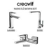 Creavit Nuovo Krom Lavabo-banyo-eviye Bataryası 3'lü Set Nu1600-nu2500-nu8500 Gri