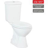 Creavit Pitta Alttan Çıkışlı Klozet + Rezervuar + Iç Takım + Çınar Tp Yavaş Kapanan Kapak 4 'lü Set - Beyaz