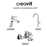 Creavit Slope Krom Lavabo-banyo-eviye Bataryası 3'lü Set Sp1500-sp2500-sp8502 Gri