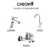 Creavit Slope Krom Lavabo-Banyo-Eviye Bataryası 3'Lü Set Sp1500-Sp2500-Sp8502