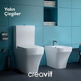 Creavit Solo Beyaz Kanalsız Duvara Sıfır Klozet Takım So361, Creavit Solo Duroplast Yavaş Kapak