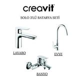 Creavit Solo Krom Lavabo-banyo-eviye Bataryası 3'lü Set So1500-so2500-so8500 Gri