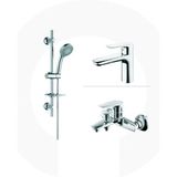 Creavit Solo Lavabo Banyo Armatürü ve Duş Seti - Banyo Bataryası - Krom