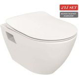 Creavit Terra Rim-Off Kanalsız Asma Klozet (TP329.00) + Duck Tp Yavaş Kapanan Kapak 2'li Set - Beyaz