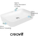 Creavit Ultra Dikdörtgen Beyaz Deliksiz Lavabo 60 Cm UL060