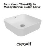 Creavit Ultra Kare Tezgâh Üstü Batarya Deliksiz Beyaz Lavabo 40X40 Cm Ul040