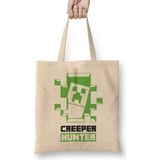 Creeper Hunter Gaming Minecraft Bez Çanta Uzun Saplı - Açık Bej - 40 X 40