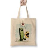 Creeper Minecraft Pac And Pal Bez Çanta Uzun Saplı - Açık Bej - 40 X 40