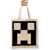 Creeper White Face Minecraft Bez Çanta Uzun Saplı - Açık Bej - 40 X 40