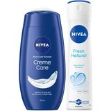 Creme Care Nemlendirici Duş Jeli 250ML ve Kadın Sprey Deodorant Fresh Natural 150ML, 48 Saat Korum