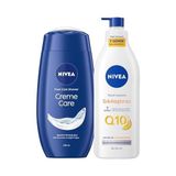 Creme Care Nemlendirici Duş Jeli 250ML ve Q10 Sıkılaştırıcı Vücut Bakım Losyonu 400ML, C Vitamini - Option-1