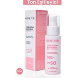 CREME PURE Leke Karşıtı Ton Eşitleyen Spf 50+ Pembe Renkli Güneş Kremi Glutatyon, Hyaluronik Asit Etkili 50 ml