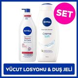 Creme Soft Banyo ve Duş Jeli 750ML ve Repair&care Yoğun Nemlendirici Vücut Losyonu 400ML, Kuru Cilt - Yok