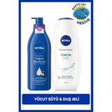 Creme Soft Duş Jeli 500ML ve Yoğun Besleyici Nemlendirici Vücut Sütü 400ML, Banyo Lifi Hediyeli