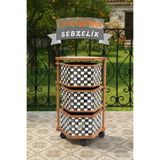 Cremighaus Ahşap Sebzelik Geleneksel Tasarım Altıgen 3 X 5 Lt Kapasiteli Dama Desenli
