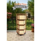 Cremighaus Ahşap Sebzelik Geleneksel Tasarım Altıgen 4 X 5 Lt Kapasiteli Akça Desenli