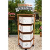 CremigHaus Ahşap Sebzelik Geleneksel Tasarım Altıgen 4 x 5 lt Kapasiteli Beyaz Mermer Desenli
