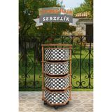 Cremighaus Ahşap Sebzelik Geleneksel Tasarım Altıgen 4 X 5 Lt Kapasiteli Dama Desenli