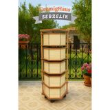 CremigHaus Ahşap Sebzelik Geleneksel Tasarım Altıgen 5 x 5 lt Kapasiteli Akça Desenli