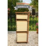 Cremighaus Ahşap Sebzelik Geleneksel Tasarım Kare 2 X 7 Lt + 3 Lt Kapasiteli Akça Desenli