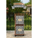 Cremighaus Ahşap Sebzelik Geleneksel Tasarım Kare 2 X 7 Lt Kapasiteli Dama Desenli